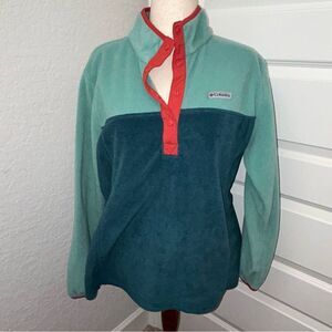Columbia Color Block 1/4 Snap Button Down Pullover Long Sleeve Fleece Jacket